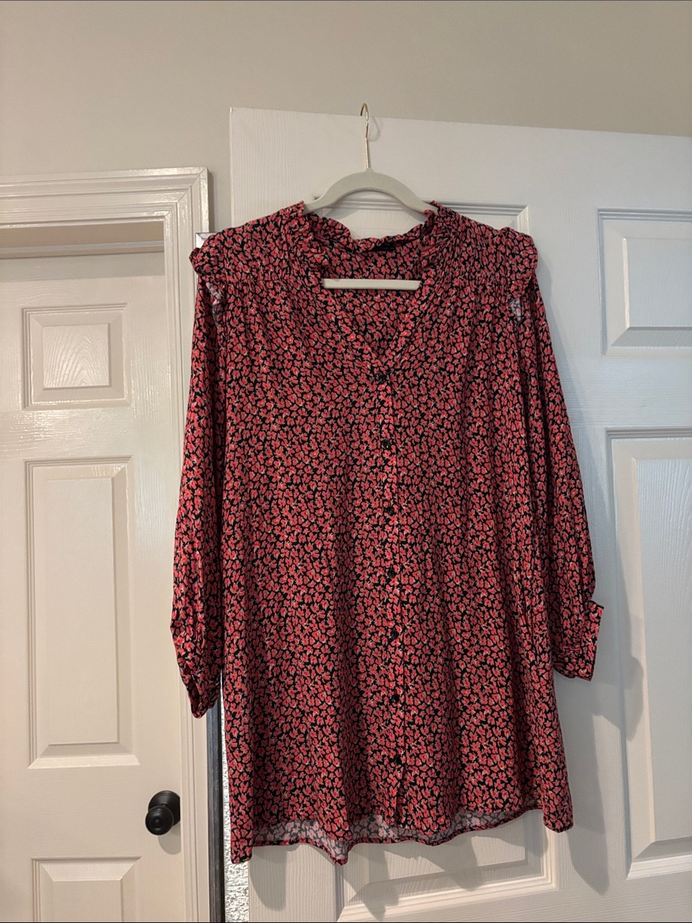 Women’s Pink Floral Button-Front Dress
